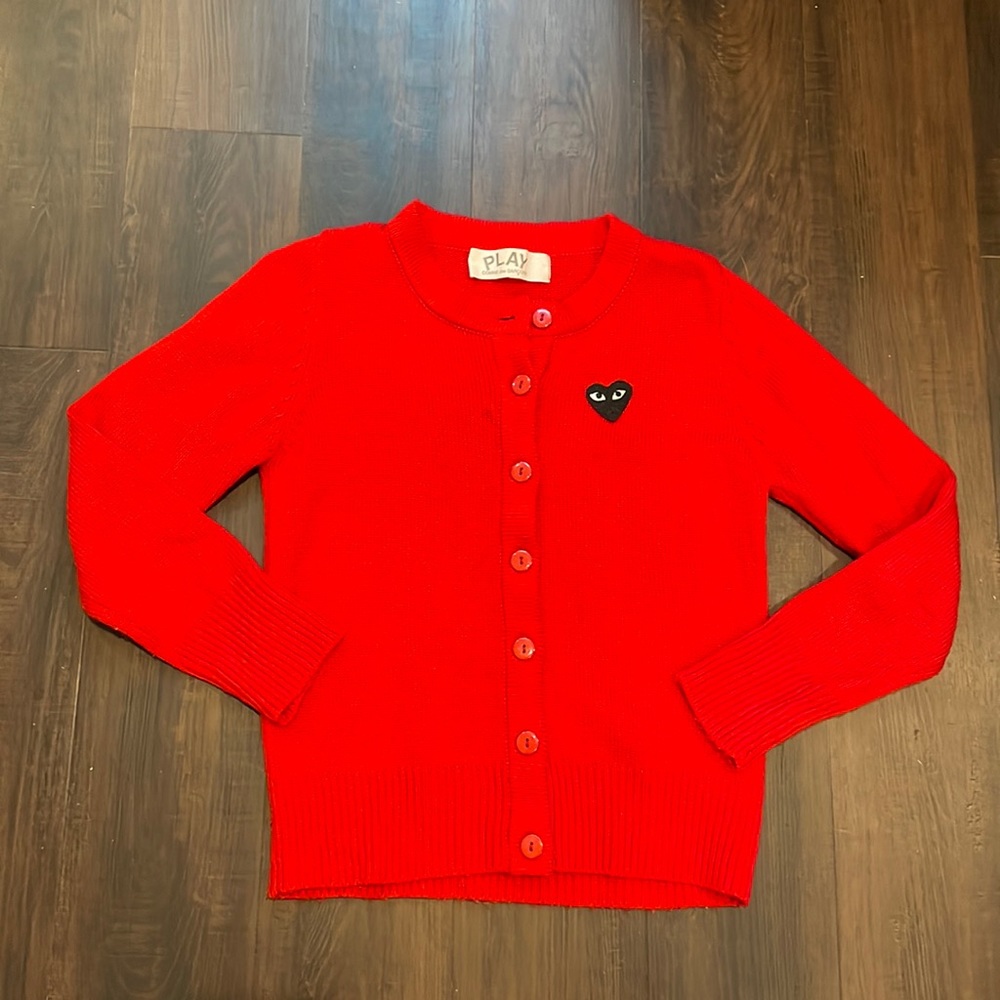 Comme des Garcons PLAY Red and Black Cardigan Sweater